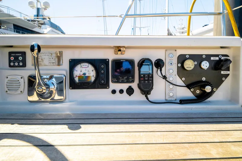 Slide: The Image of Control panel of a 2016 Grand Soleil 58 yacht with navigation instruments. - 24