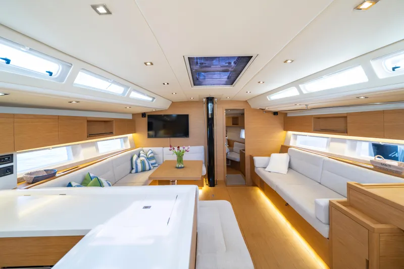 Slide: The Image of Luxurious interior of 2016 Grand Soleil 58 yacht with modern furnishings and ample natural light. - 37