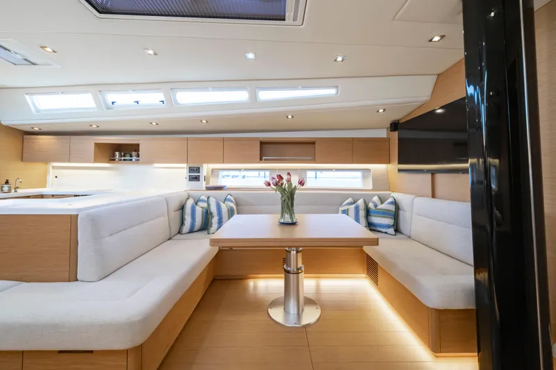 Slide: The Image of Luxurious interior of 2016 Grand Soleil 58 yacht with modern seating and elegant decor. - 42
