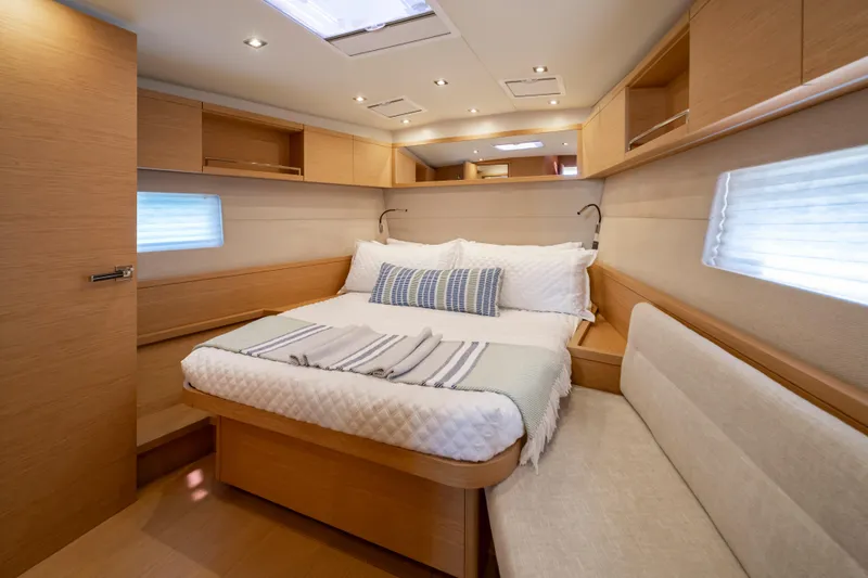 Slide: The Image of Luxurious interior cabin of 2016 Grand Soleil 58 yacht with cozy bed and modern design. - 48