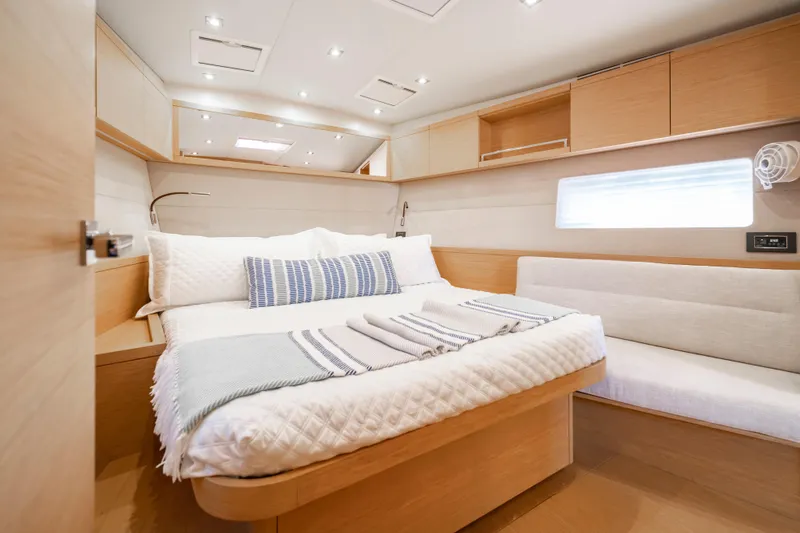 Slide: The Image of Luxurious interior cabin of 2016 Grand Soleil 58 yacht with cozy bed and modern design. - 52