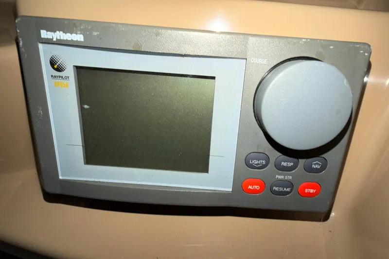 Slide: The Image of Raytheon Raypilot RP650 control panel on 2001 Carver 444 Cockpit Motor Yacht. - 33