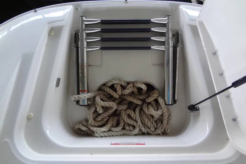 Slide: The Image of Storage compartment with ropes and ladder on a 2010 Sea Ray 260 Sundeck boat. - 30