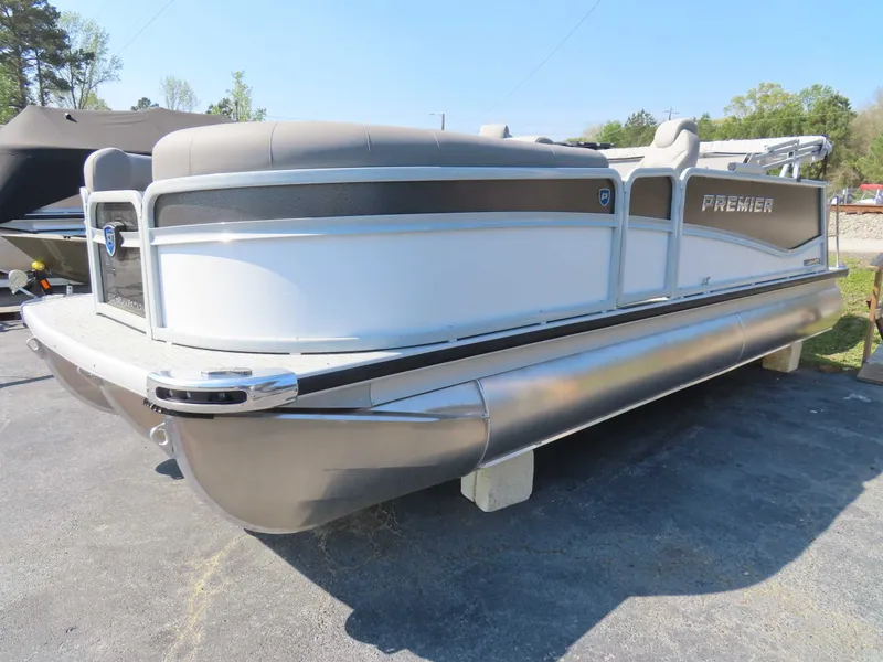 Slide: The Image of 2026 Premier SUNSATION 210 RL pontoon boat on display. - 3