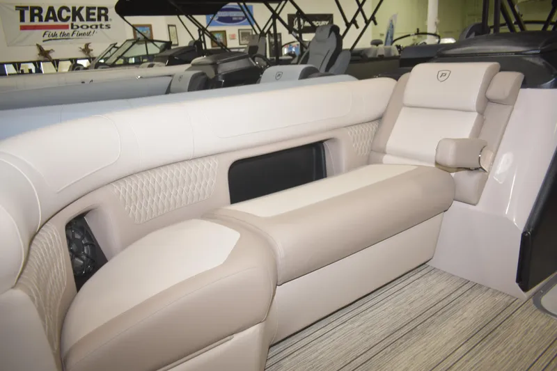 Slide: The Image of Luxurious seating in 2026 Premier 230 Solaris RL - PTX CL boat interior. - 4