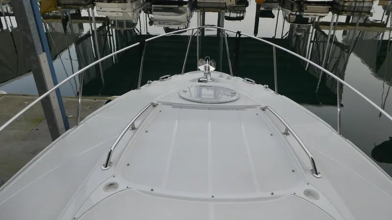 Slide: The Image of Foredeck of 2019 Monterey 295 Sport Yacht in marina. - 4