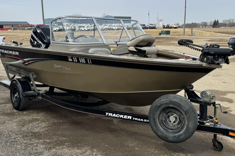 Slide: The Image of 2007 Tracker Targa 175 Sport boat on trailer, parked outdoors. - 3