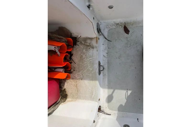 Slide: The Image of Cockpit area of 1986 Alsberg Brothers Express 37 sailboat with safety equipment. - 35