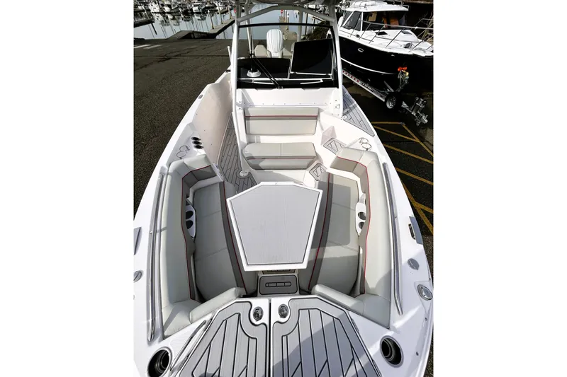 Slide: The Image of 2025 Solara S-250 CW boat interior with spacious seating and modern design. - 23