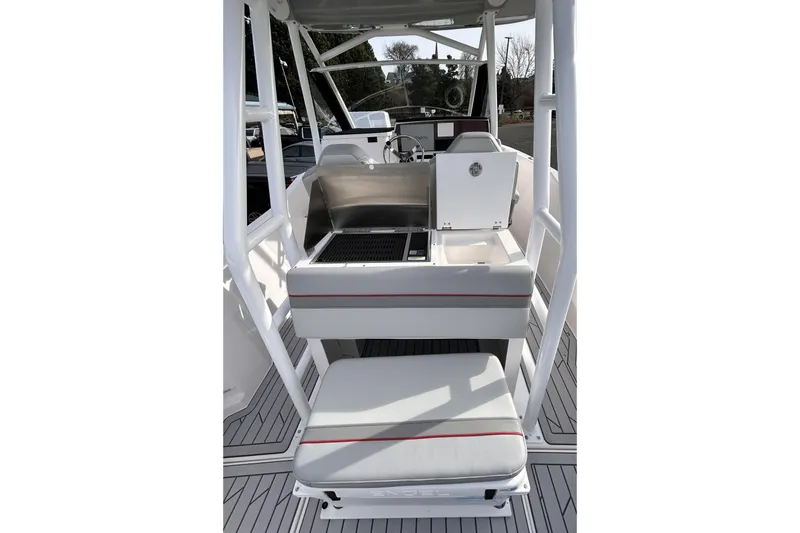Slide: The Image of 2025 Solara S-250 CW boat interior with seating and storage compartments. - 29
