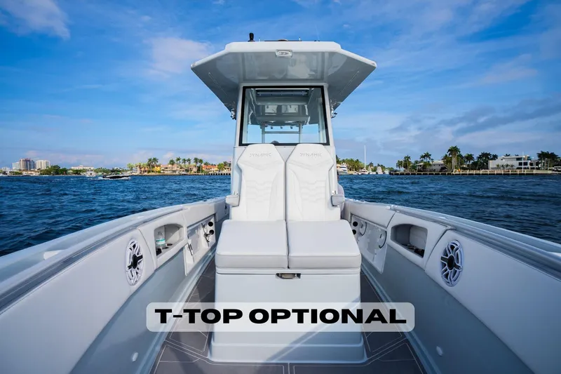 Slide: The Image of 2026 Dynamic D-250DF boat with optional T-top on open water. - 23
