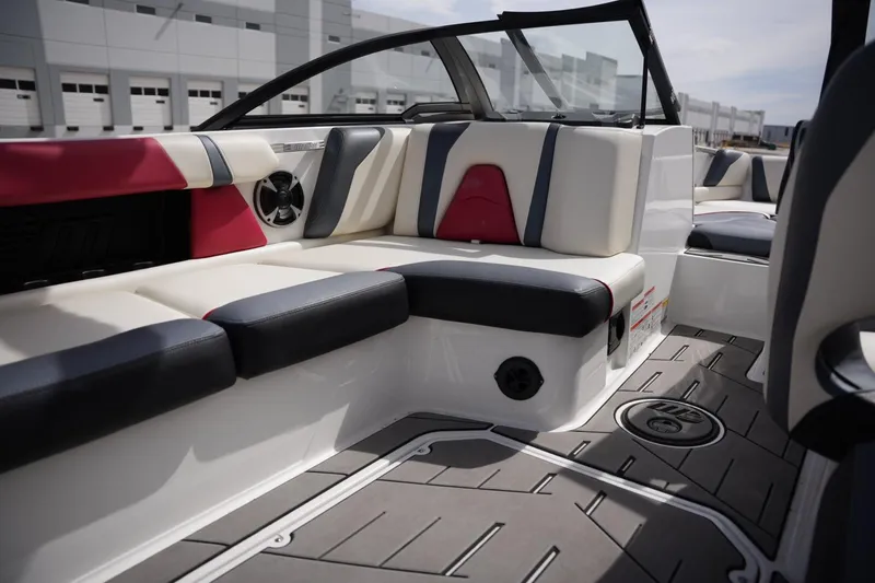 Slide: The Image of Interior of 2018 Malibu Wakesetter 21 VLX with stylish seating. - 17