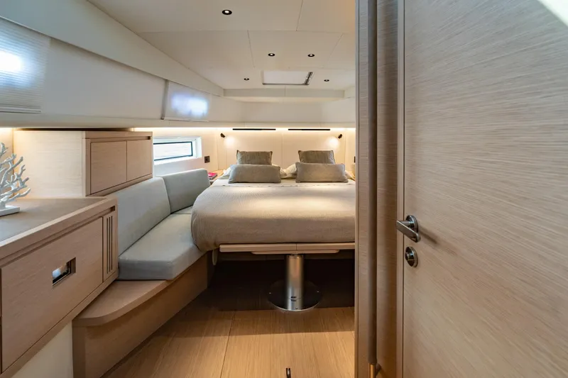 Slide: The Image of Luxurious interior of 2026 Pardo Yachts P43, featuring a cozy bedroom with modern design. - 18