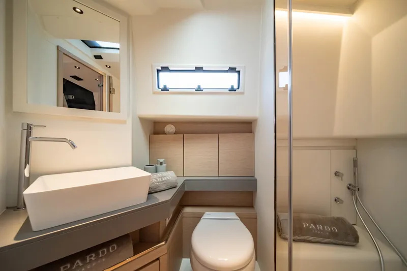 Slide: The Image of Luxurious bathroom interior of 2026 Pardo Yachts P43, featuring modern fixtures and elegant design. - 23