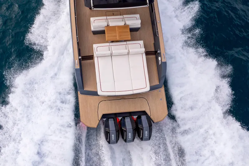 Slide: The Image of 2026 Pardo Yachts P43R cruising with powerful triple outboard engines. - 33
