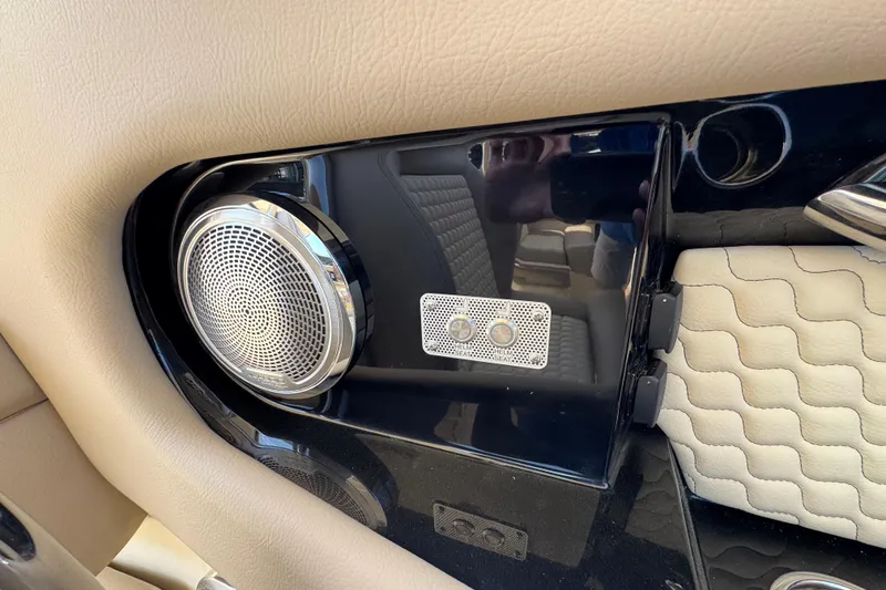 Slide: The Image of 2026 Chris-Craft Launch 35 GT interior detail with speaker and control panel. - 31