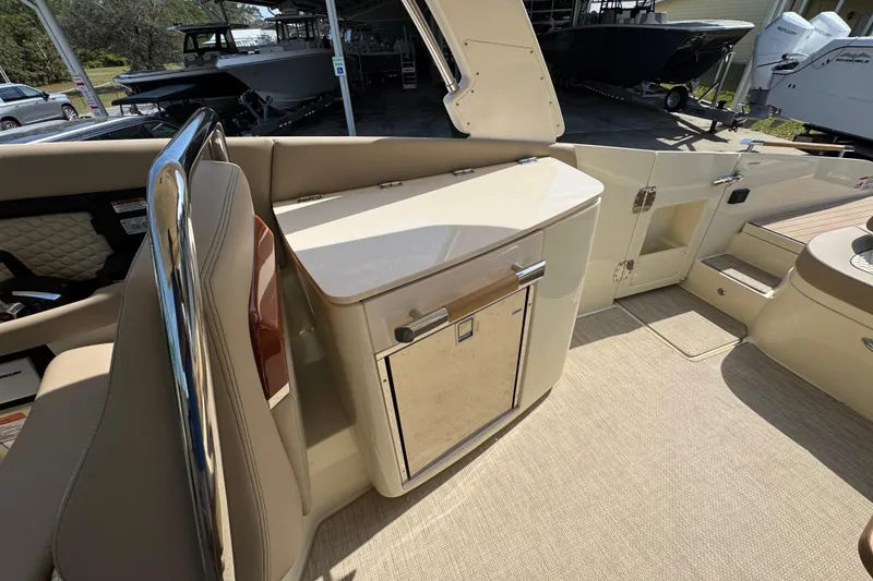 Slide: The Image of 2026 Chris-Craft Launch 35 GT interior with sleek cabinetry and seating. - 36