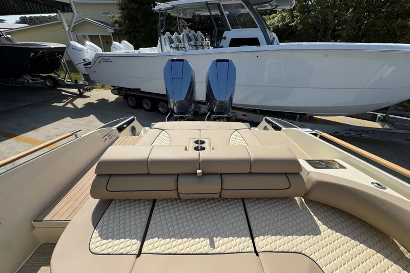 Slide: The Image of 2026 Chris-Craft Launch 35 GT boat with luxurious seating and dual engines. - 42