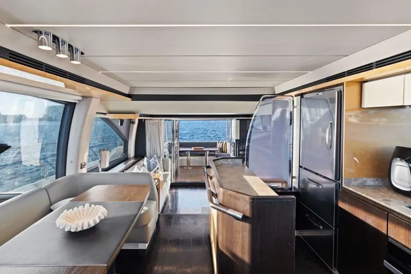 Slide: The Image of Luxurious interior of 2017 Azimut 66 yacht with modern kitchen and ocean view. - 17