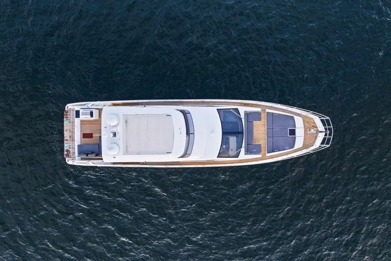 Slide: The Image of Overhead view of 2017 Azimut 66 yacht on open water. - 5