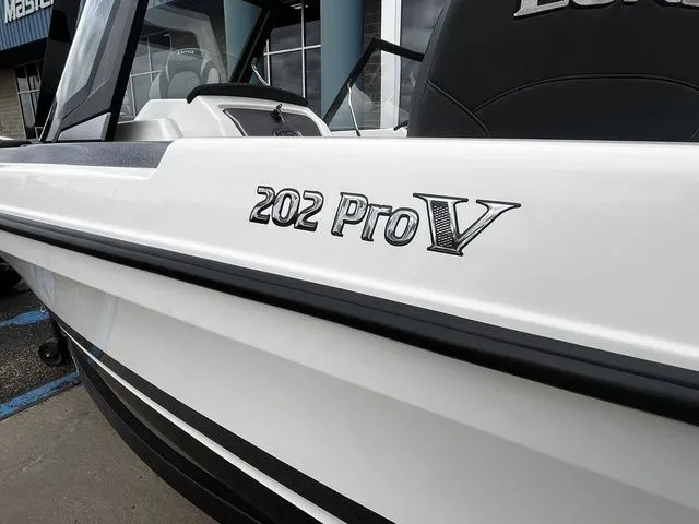 Slide: The Image of Close-up of Lund 202 PRO-V GL Sport boat, model year 2026. - 3