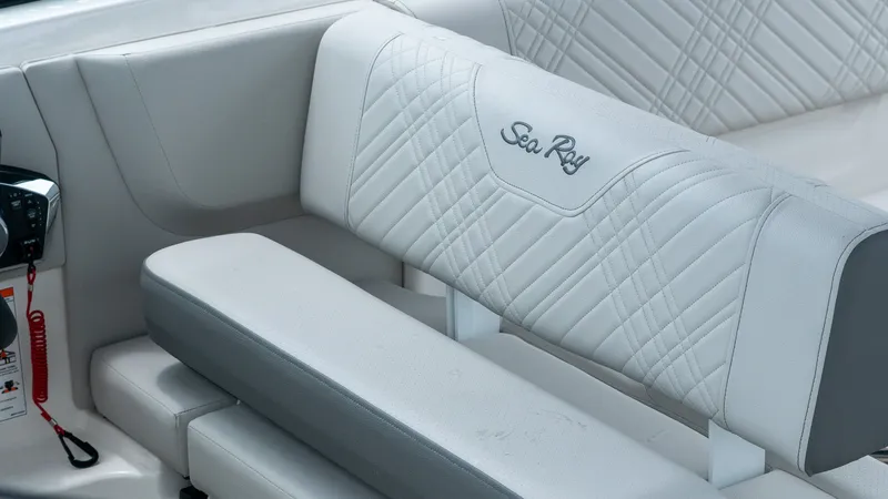 Slide: The Image of Interior of 2026 Sea Ray SDX 270 Outboard with quilted seats. - 17