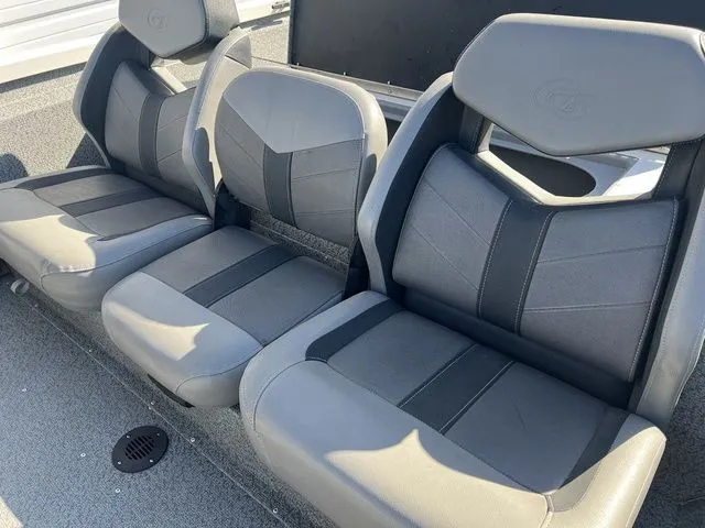 Slide: The Image of Interior of G3 Sportsman 1710 boat, gray seats, year 2020. - 8