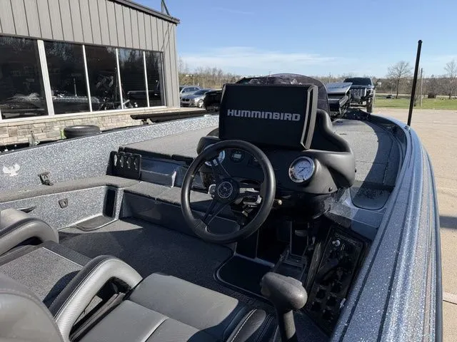 Slide: The Image of Interior of a 2021 Phoenix 20phx boat with Humminbird controls. - 6