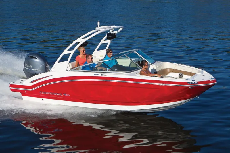 Slide: The Image of Manufacturer Provided Image: 2016 Chaparral 210 Suncoast boat cruising on water with passengers. - 34