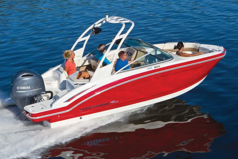 Slide: The Image of Manufacturer Provided Image: 2016 Chaparral 210 Suncoast boat cruising on water with passengers. - 35