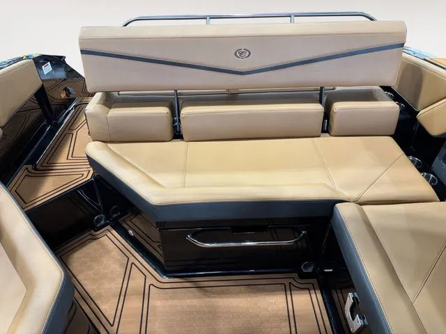 Slide: The Image of Interior of 2026 Cobalt R4 Surf featuring luxurious leather seating. - 9