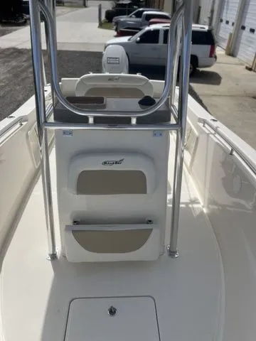 Slide: The Image of 2026 Bulls Bay 230CC boat, silver console, dockside view. - 16