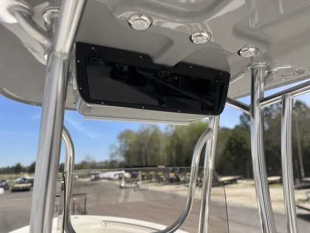 Slide: The Image of Interior view of 2026 Bulls Bay 230CC boat with silver roof. - 25
