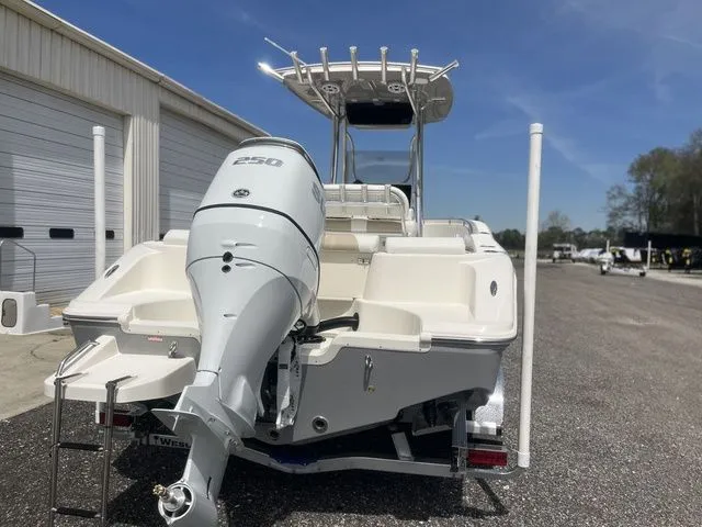Slide: The Image of 2026 Bulls Bay 230CC boat with outboard motor, silver color. - 29