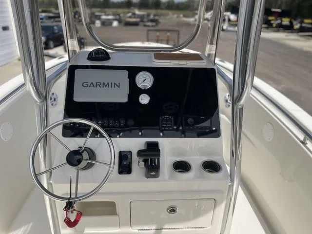 Slide: The Image of 2026 Bulls Bay 230CC boat console with Garmin navigation system. - 5