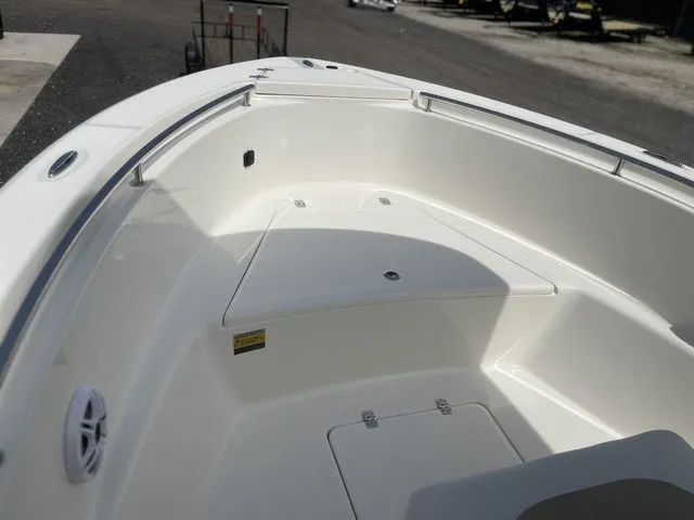 Slide: The Image of Interior view of 2026 Bulls Bay 230CC boat, white deck. - 9