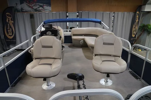 Slide: The Image of Interior view of 2020 Sun Tracker Bass Buggy® 16 XL pontoon boat. - 10