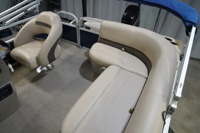 Slide: The Image of Interior of a 2020 Sun Tracker Bass Buggy® 16 XL pontoon boat. - 16