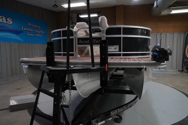 Slide: The Image of 2015 South Bay 424FCR pontoon boat in a workshop. - 4