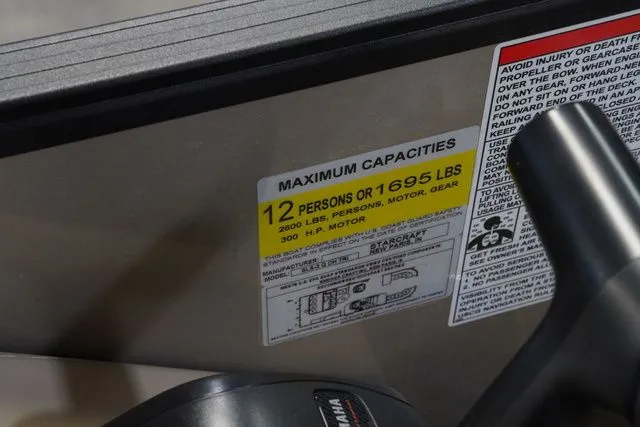Slide: The Image of Safety label on Starcraft SLS 3 Q DH 2024 boat. - 14