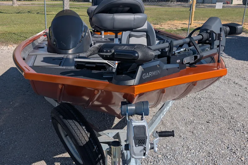 Slide: The Image of 2022 Lowe Stinger 175 boat with Garmin equipment on a trailer. - 3