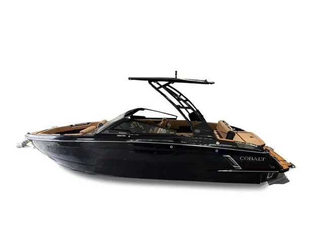 The Image of 2026 Cobalt R4 Surf boat in black, side view. - 1