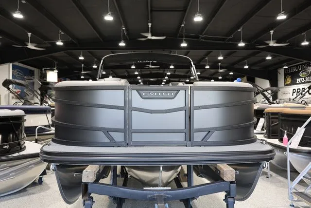 Slide: The Image of Evotti 521 CS 2026 pontoon boat in showroom. - 3