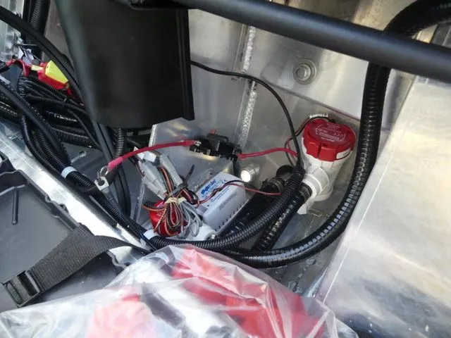 Slide: The Image of Interior view of 2026 G3 Sportsman 1810 PFX wiring setup. - 10