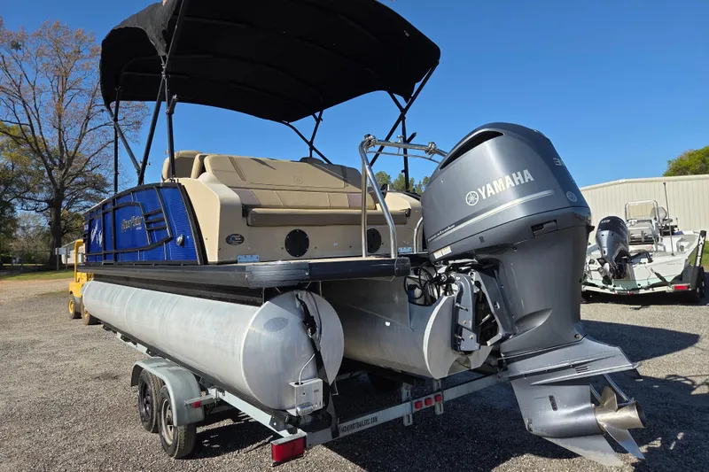 Slide: The Image of 2020 Godfrey AquaPatio 235 C pontoon boat with Yamaha engine on trailer. - 6