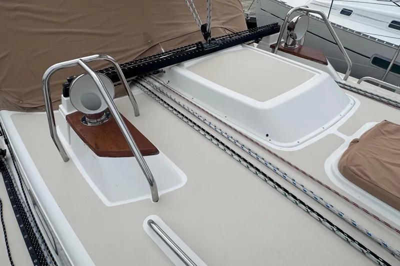 Slide: The Image of Deck of 2016 Tartan 4000 sailboat with winches and rigging. - 13
