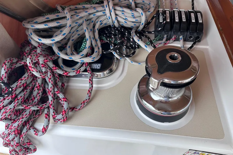 Slide: The Image of Winch and ropes on a 2016 Tartan 4000 sailboat deck. - 20