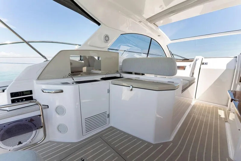 Slide: The Image of Interior of 2021 Azimut Atlantis 45 yacht, featuring sleek design and modern amenities. - 15