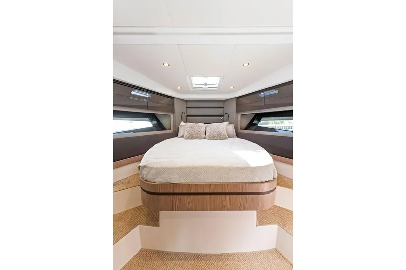 Slide: The Image of Luxurious bedroom interior of 2021 Azimut Atlantis 45 yacht with modern design. - 29