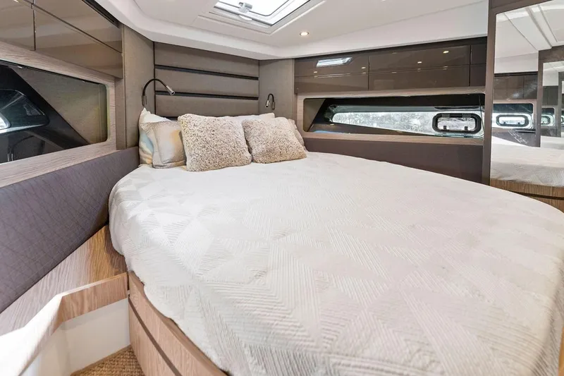 Slide: The Image of Luxurious bedroom interior of 2021 Azimut Atlantis 45 yacht with modern design. - 30